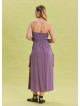 Strapless Chest Pocket Detailed Lilac Flared Dress 4460